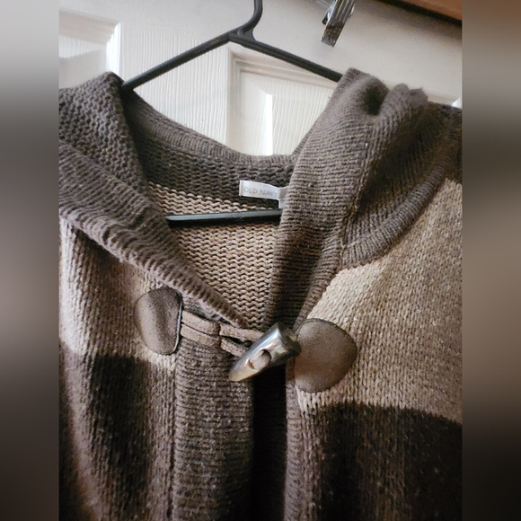 Old Navy Hooded Striped Duster Coat/Sweater in Brown and Tan - Picture 4 of 6